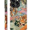 Case for iPhone 13 Pro, Hybrid Heavy Duty 2 in 1 Full Body Rugged Shockproof Protection Glossy Case for iPhone 13 Pro - Fun Tiger Butterfly Collage