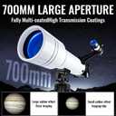 Telescope, 70mm Aperture Portable Refractor Telescopes for Astronomy Beginners, 400mm Professional Travel Telescope with Carry Bag, White