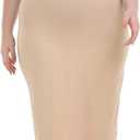 Vlazom Women's Plus Size Full Slip Dresses Adjustable Spaghetti Strap Under Dresses Long Nightgown V-Neck Cami Dress (XX-Large, Nude)