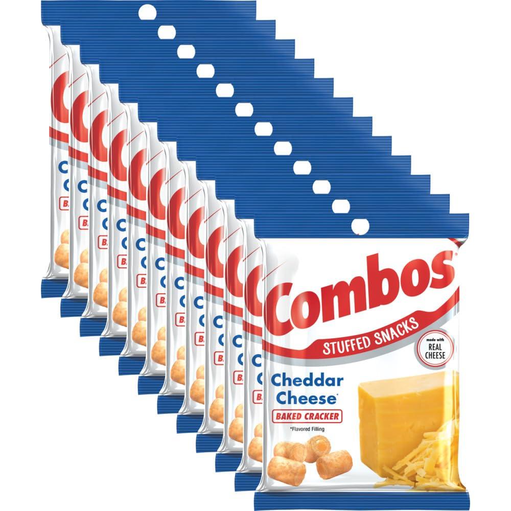 COMBOS Cheese Snacks - Cheddar Cheese and Crackers Snack Packs, Baked Cracker, 6.3-Ounce Bulk Snack Bag (Pack of 12) (EXP 02/01/27)