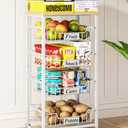 OKZEST 5-Tier Small Kitchen Storage Cart on Wheels with Pull-Out Drawers, Rolling Pantry and Snack Organizer Cart with Wood Top, Kitchen Floor Fruit Basket Stand for Fruit Potato Onion Veggie Snack