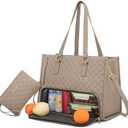 Amazon.com: LOVEVOOK Lunch Tote Bag for Women, 15.6 Inch Laptop Bag with Insulated Lunch Compartment, Quilted Large Capacity Computer Handbag with Purse for Business, Work, Collage, Office, Casual, Clay pink: Home & Kitchen