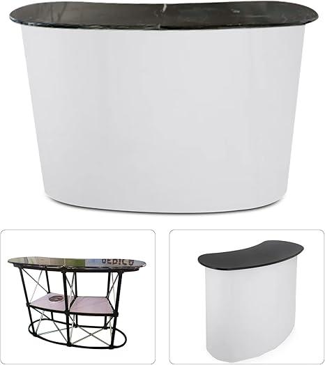 Portable Trade Show Counter Table Pop Up Trade Show Display Speech Stand Black,Pop Up Trade Show Exhibition Reception Desk Trade Show Display Counter (Large)