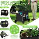 Garden Seat with Wheels, Garden Cart with Seat, 400 lbs Garden Rolling Stools with Wheels for Seniors, Rolling Utility Cart with Large Storage, Foldable Side Trays, for Patio, Lawn, Backyard Gardening