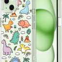 MOSNOVO Case for iPhone 15 Plus/iPhone 14 Plus, [Buffertech 6.6ft Military-Grade Drop Protection] [Anti Peel Off Tech] Clear TPU Bumper Phone Case Cover Design - Dinosaur Land