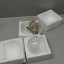 Glass Caviar Serving Set with 4 Pcs Mother of Pearl Spoons 3.2 Inch Caviar Dish Chiller Server Set with Ice Holder for Egg, Ice Cream, Coffee, Restaurant Serving