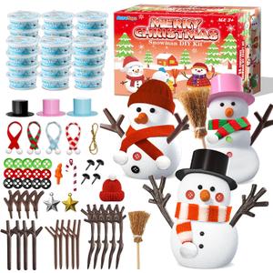 AuroTops 24 Pack Christmas Crafts for Kids,DIY Snowman Kit,Modeling Clay Craft Kits for Kids,Build a Snowman Kit,Christmas Stocking Stuffers Holiday Party Decoration Gifts Bulk