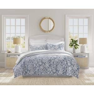 Nautica - Full/Queen Comforter Set, Cotton Reversible Bedding Set with Matching Shams (Tortola Blue, Full/Queen)