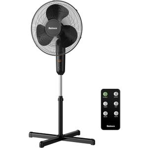 HOLMES 16" Digital Stand Fan, 80 Oscillation, 3 Speeds, 3 Modes, 7.5 Hour Timer, Adjustable Height, 30 Adjustable Head Tilt, Ideal for Home, Bedroom or Office, Remote Control, Black