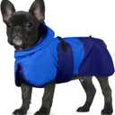 BRKURLEG Dog Raincoat Adjustable Dog Rain Jacket with Hood Dogs Waterproof Rainproof Jacket with Leash Hole Pet Poncho Rain Coat Poncho with Reflective Strip, Blue, S
