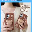 Kawaii 3D Teddy Bear Pop-Up Stand and Grip Phone Case for Samsung Galaxy S24 Ultra, Cute Cartoon Animal Phone Cover for Girls, Boys, Kids, Teens, and Womens