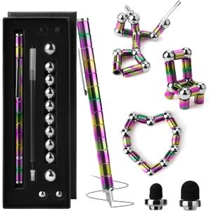 Valentines Day Gifts Ideas for Her Him, Magnetic Fidget Pen, Magnet Fidget Pens for Adults, Gifts for Teacher Friend, Cool Gadgets Stuff (Rainbow)