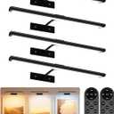 EZVALO Picture Light for Wall, 4800mAh Rechargeable Wireless Battery Lights for Painting, 16'' Lights with IR Remote Magnetic LED Art Display Light, Colors Temperatures, for Gallery (Black-4P)
