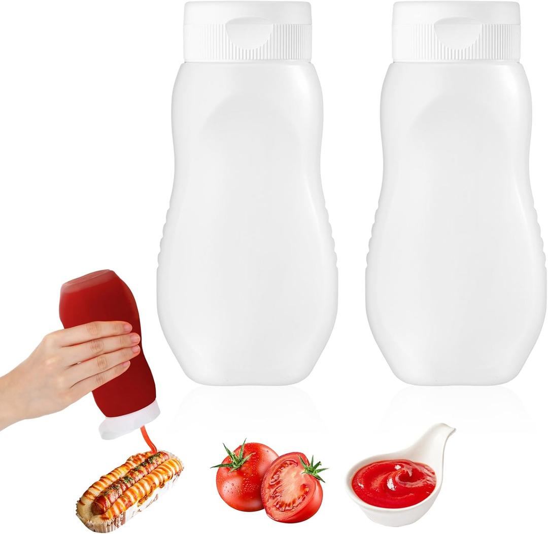 2Pack Squeeze Bottle Condiment Squeeze-Bottles Tie Dye Bottles Plastic Squeezes Bottles for Sauces-11oz Bpa Free Squirt Bottle With Cap for Sauces,Ketchup,Barbecue,Syrup,Paint