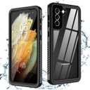 Oterkin for Samsung Galaxy S21 Waterproof Case with Built-in Screen Protector Dustproof Shockproof 360 Full Body Underwater Case for Samsung S21 5G 6.2inch (2021) Black