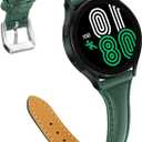 [Upgrade] Joyozy Compatible with Samsung Active 2 Watch Band 40mm 44mm, Genuine Leather Strap with 20mm Quick Release for Active1 40mm/Galaxy Watch3 41mm/Galaxy Watch 42mm etc. - Pine Tree Green