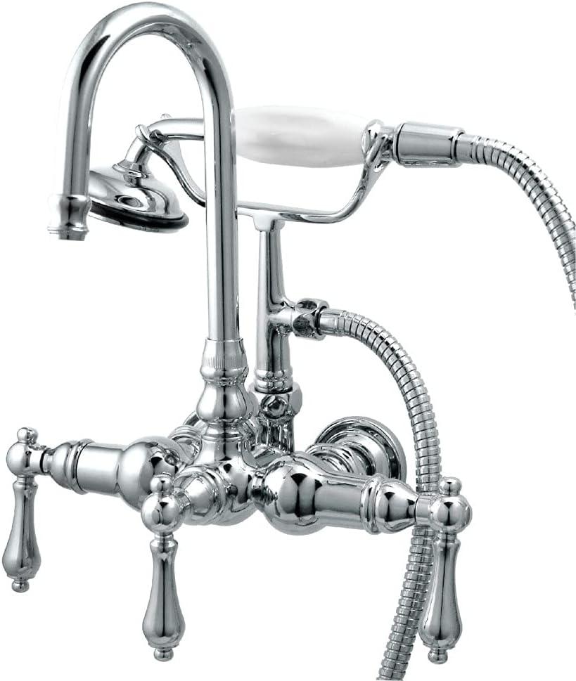 Kingston Brass CC8T1 Vintage Leg Tub Filler with Hand Shower, Polished Chrome,3-3/8-Inch Center