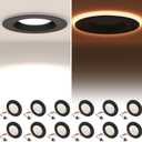 POWERASIA 12 Pack 4 Inch Black LED Can Lights with Night Light, 5CCT Retrofit Recessed Lighting Selectable 2700K-6000K Dimmable, 9W=55W, 630LM Downlight with Metal Smooth Trim - ETL and Energy Star