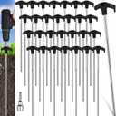 Hicarer 20 Pcs 12 Inch Tent Stakes Screw in Camping Stakes Heavy Duty Metal Spikes Ground Anchor Peg Threaded Tent Spikes with Hex Head Driver for Camping Garden Inflatable (Black)