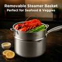 Tri-Ply Stainless Steel Sauce Pan with Steamer Basket & Straining Glass Lid 2-in-1 Multi-Function Pot for Steaming, Boiling & Simmering Healthy, Durable, Rust-Resistant, Professional-Grade Cookware