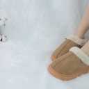 DCLTD Fluffy House Slippers for Women Men Bedroom Shoes Cozy Warm Slip on Indoor and Outdoor Winter Platform Shoes Super Soft Cloud Slippers Christmas Gifts (8.5, Fur Brown)