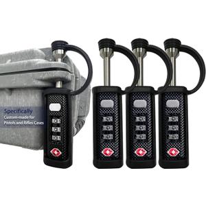 Gun Case Locks 4 Pack Hard Rifle Cases TSA Approved Firearm Travel Case Locks, Hard Pistol Travel Cases Lock Gun Carrying Cases Lock Padlocks Cut-Proof Cases for Rifles Revolvers (Black-4P-2 Upgraded)