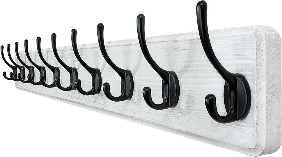 WEBI Coat Rack Wall Mount,38 9/16" Long,10 Hooks,Coat Hooks Wall Mounted Large Coat Hanger Wall Hooks for Hanging Coats,Clothes,Jacket,Hats,Entryway,Black/White
