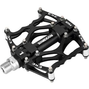 ROCKBROS Mountain Bike Pedals MTB Pedals CNC Non-Slip Lightweight Aluminum Alloy Bicycle Pedals Sealed Bearings Bicycle Platform Pedals 9/16" BMX Road Bike Pedal (Black 2)