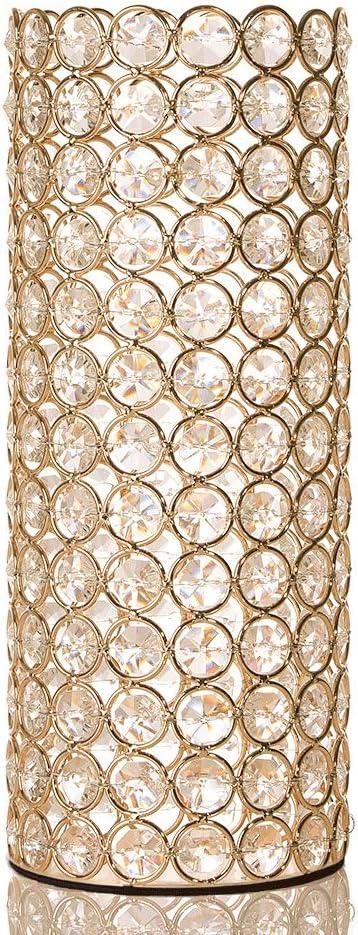 VINCIGANT Gold Crystal Cylinder Flower Vase for Christmas Wedding Holiday Table Centerpieces