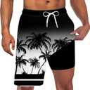 Goodstoworld Men's Funny Swim Trunks with Compression Liner 2 in 1 Quick-Dry 9" Stretch Shorts with Three Pockets (M)