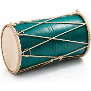 Small 10 x 6 Inch Compact Dholak Drum Set, Handmade Wood & Leather Classical Indian Hand Percussion Drums, World Musical Instruments Punjabi Tabla Dhol Dholki For Decor & Travel Gift