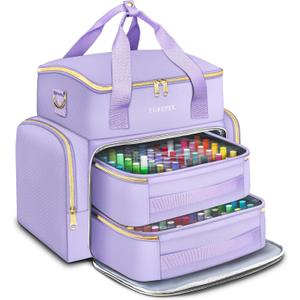 YOREPEK Extra Large Nail Polish Organizer Case Holds 96 to 100+ Bottles (15ml/ 0.5 fl.oz) UV lamp, Gel Polish Travel Case Bag with 2 Removable Pouches Fits Nail Suppiles, Gift for Manicurist, Purple