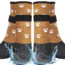 BEAUTYZOO Anti Slip Dog Socks Boots, Dog Shoes for Hot/Cold Pavement Snow Rain Days,Waterproof Grip Dog Booties Paw Protector for Hardwood Floor, Prevent Licking for Small Medium Large Senior Old Dogs, L