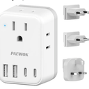 European Travel Plug Adapter Set, 8-in-1 Travel Adapter with 4 AC, 4 USB Ports (2 USB C), US to EU/UK Italy France Germany, International Power Adapter with Type G/C/L Detachable Plugs