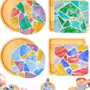 GHAHILI 4 Sets DIY Mosaic Kits for Adults Glass Mosaic Tiles for Crafts with Wooden Coasters for Women Mixed Color Mosaic Art Kit Craft Coaster Project Handmade Making Kit Set for Home Decor Gifts