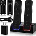 2-in-1 Charger Station for Wii/Wii U Remote Controller, with 2 pcs 2800mAh Rechargeable Battery Packs, USB Plug and USB Cable, 2 Port Charging Station for wii Controller (Remote not includedd)-Black