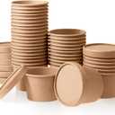 MATICAN Paper Ice Cream Cups with Lids, 40-Pack 9-Oz Soup Cups with Lids, Disposable Ice Cream Containers, 9-Ounce, Kraft Brown