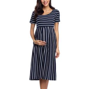BBHoping Womens Casual Striped Maternity Dress Short Knee Length Pregnancy Clothes for Baby Shower (Medium)