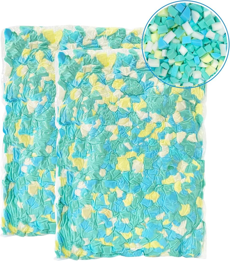 Shredded Memory Foam Filling 10lbs for Bean Bag Filler, Pillow Stuffing Cushion Arts Crafts Refill, Without Added Gel Particles, Premium Soft and Great for Stuffing, Multi Color and Shape