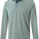 VEBOON Men's Polo Shirts Long and Short Sleeve Cotton Blend Heather Moisture Wicking Casual Collared Shirts (Medium)