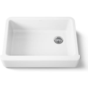 KOHLER Whitehaven 32-3/4" Farmhouse Self-Trimming Undermount Single-Bowl Kitchen Sink Undermount, Kitchen Sinks with Tall Apron, K-5827-0, White