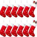 Glimin 12 Pcs Faux Fur Christmas Stockings 18'' Large Xmas Snowflake Plush Hanging Stocking Glitter Sequin Embroidered Christmas Stockings for Family Fireplace Party Decoration(Red and White)