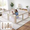 Foldable Baby Playpen with Mat, Foldable Baby Fence Play Yards for Babies and Toddlers, Play Pen with Breathable Mesh and Anti-Fall Pads (71"59")