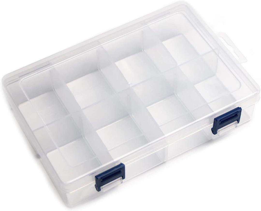 MroMax 8 Grids Clear Plastic Organizer Box Craft Storage with Adjustable Dividers, PP Organizer Box for Beads Organizer Art DIY Crafts Jewelry Fishing Tackles
