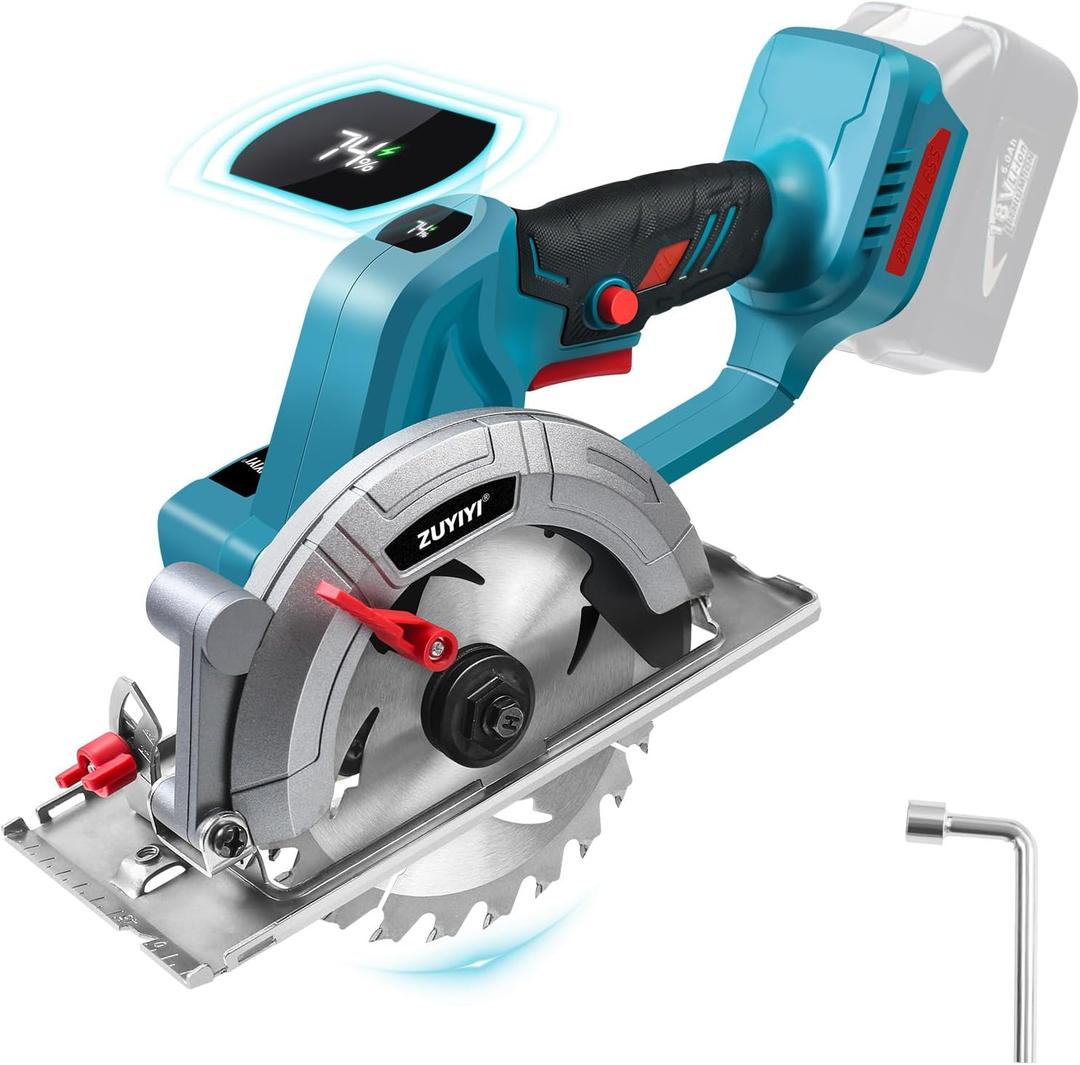 6 Inch Cordless Mini Circular Saw for Makita 18V Battery(Not Inclued), 12000RPM 2"(90) Cutting Depth, Brushless Compact Tile Saw for Wood, Tile, Metal, Plastic, for 5-1/2, 5-3/8 Inch Blade