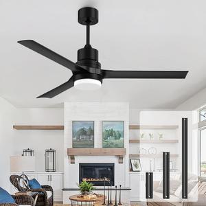 Ceiling Fans with Lights, 52 Inch Black Ceiling Fan with Light and Remote 3 Color 6 Speed Adjustable, Noiseless DC Motor, Outdoor Fan for Indoor Outdoor Patio Farmhouse Bedroom