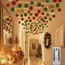 Christmas Hallways Ceiling Lights Decorations Kit Includes 41 Pcs Balls Ornaments 65ft LED String Lights with 200 LEDs and Hooks Christmas Decor for Holiday Party(Colorful)