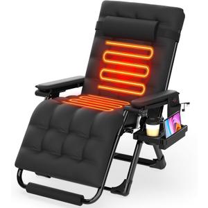 Suteck Heated Zero Gravity Chair, 29" XL Oversized Reclining Lounge Chairs, Black