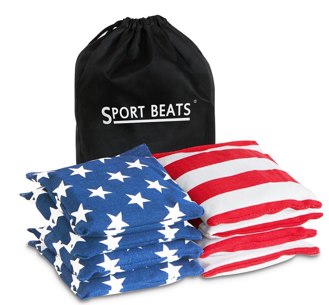 SPORT BEATS Cornhole Bags Set of 6 Regulation Weight & Size Includes Carry Case