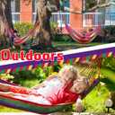 Windyun 2 Sets Cotton Canvas Hammock Large Double Hammock 400lbs Portable Camping Hammocks for Outside with Carrying Bag Sturdy Metal Knot Ropes and Tree Straps for Travel Patio Garden Backyard (Red)